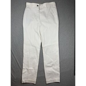 Akris Womens Zipper Fly Pleated Straight Leg Pants White Cotton Size‎ 8